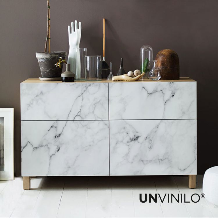 Vinilo mueble mármol travertino blanco - TenVinilo