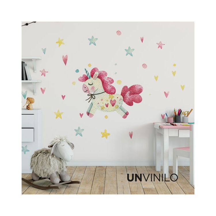 Vinilo Unicornio Acuarela