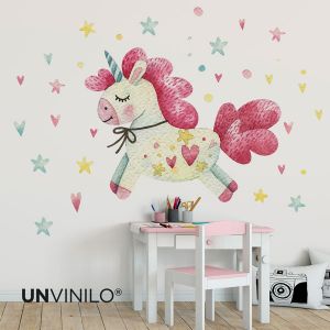 Vinilo Unicornio Acuarela