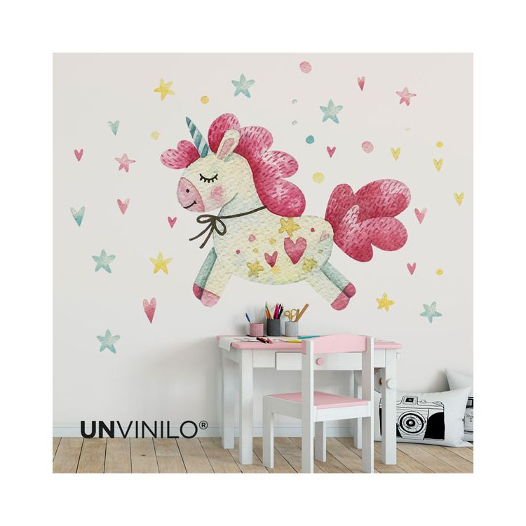 Vinilo Unicornio Acuarela